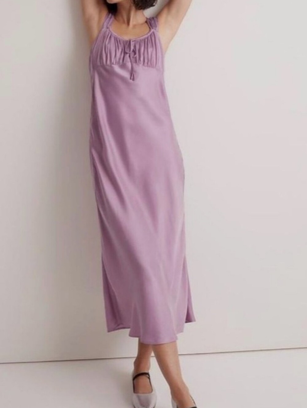 NWT Madewell Lilac Satin-Feel Sleeveless Midi Slip Dress M 8
